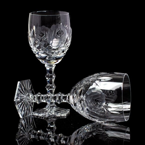 Crystal Wine Glasses | Beautifully Etched with Floral Designs | Set of 2 - Picture 8 of 8